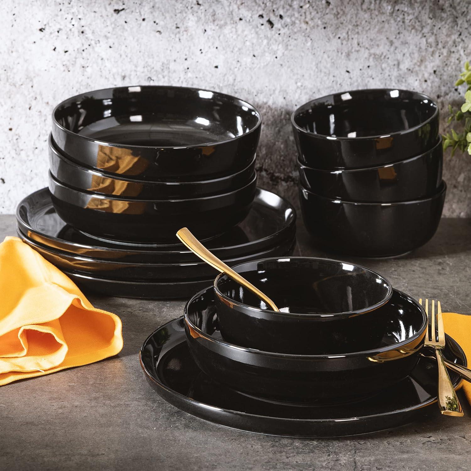 Gibson Home Oslo 12-Piece Porcelain Double Bowl Dinnerware Set