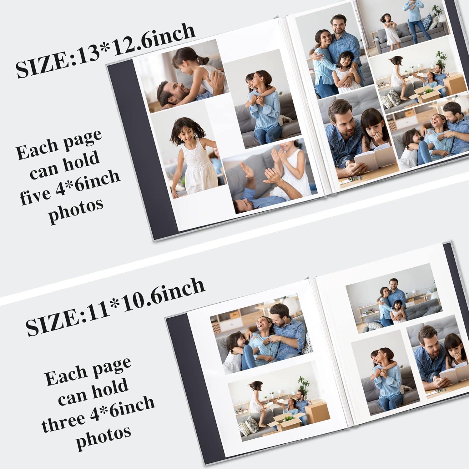 Vienrose Large Photo Album Self Adhesive for 4x6 5x7 8x10 Pictures Scrapbook Album DIY Scrap Book 40 Sticky Pages with A Metallic Pen Grey