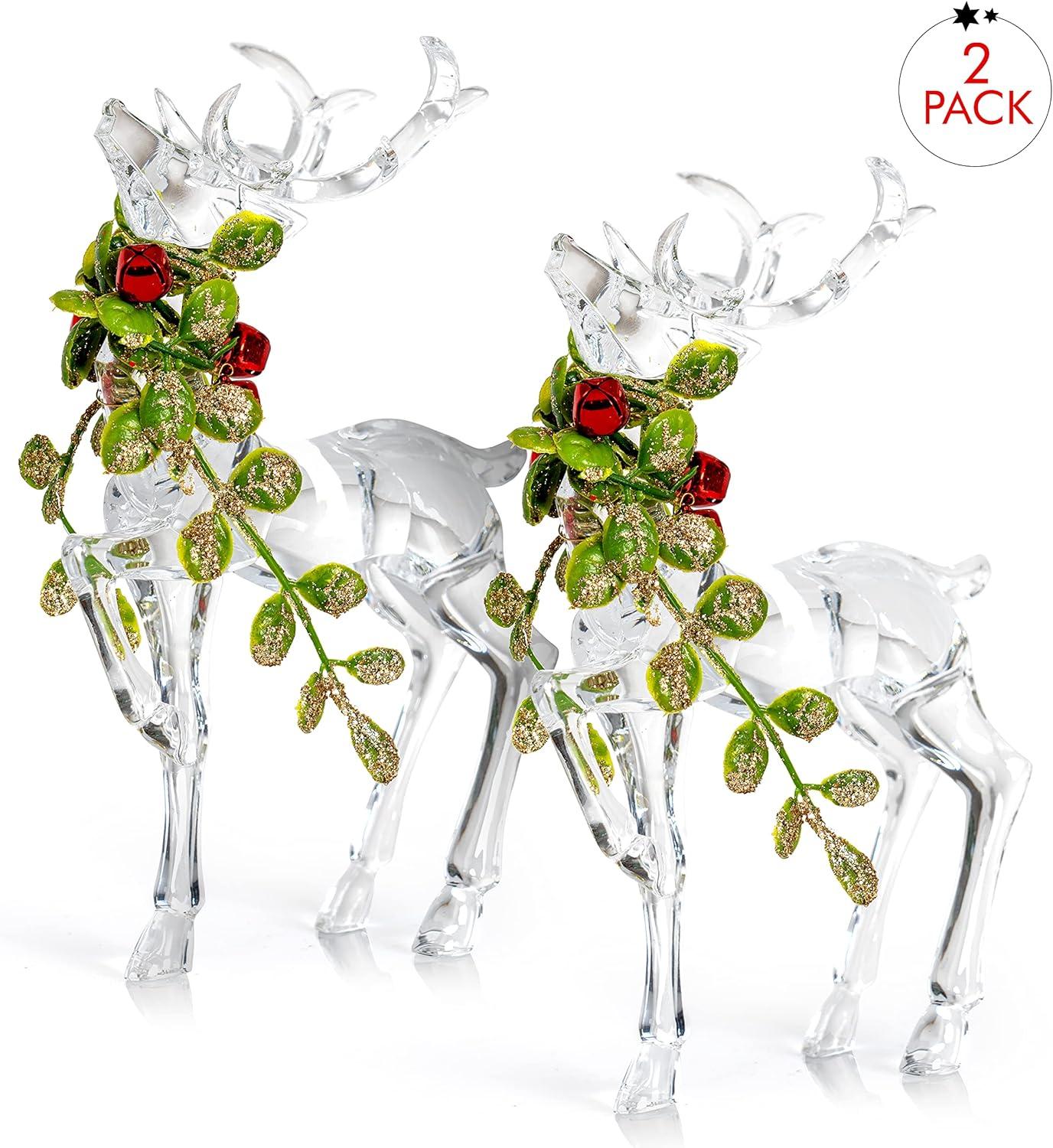 Ornativity Acrylic Christmas Reindeer Figurines - 2 Pc