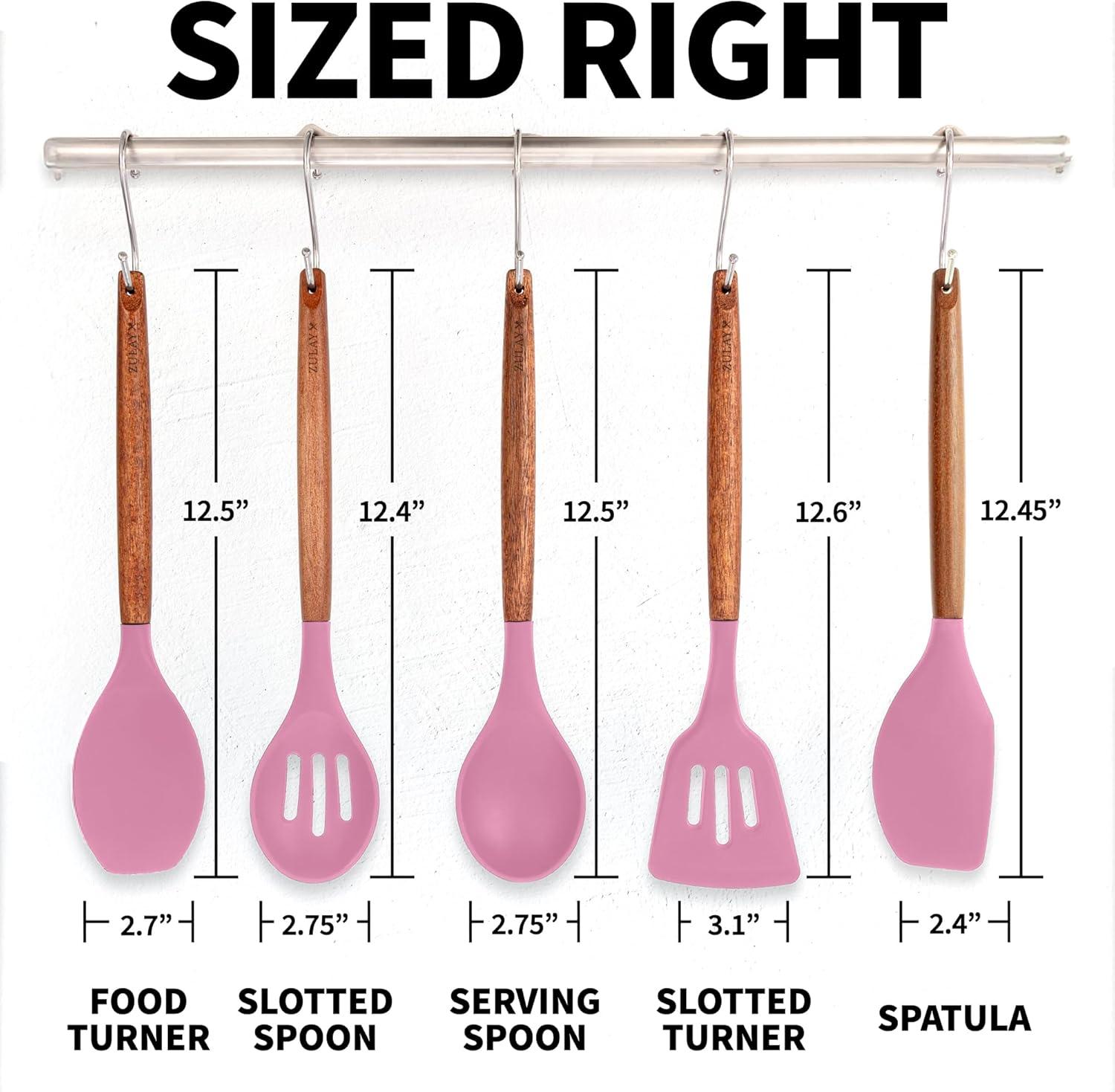 Zulay Kitchen Zulay Kitchen 5 Piece Silicone Utensils Set With Authentic Acacia Wood Handles - Dark Blue