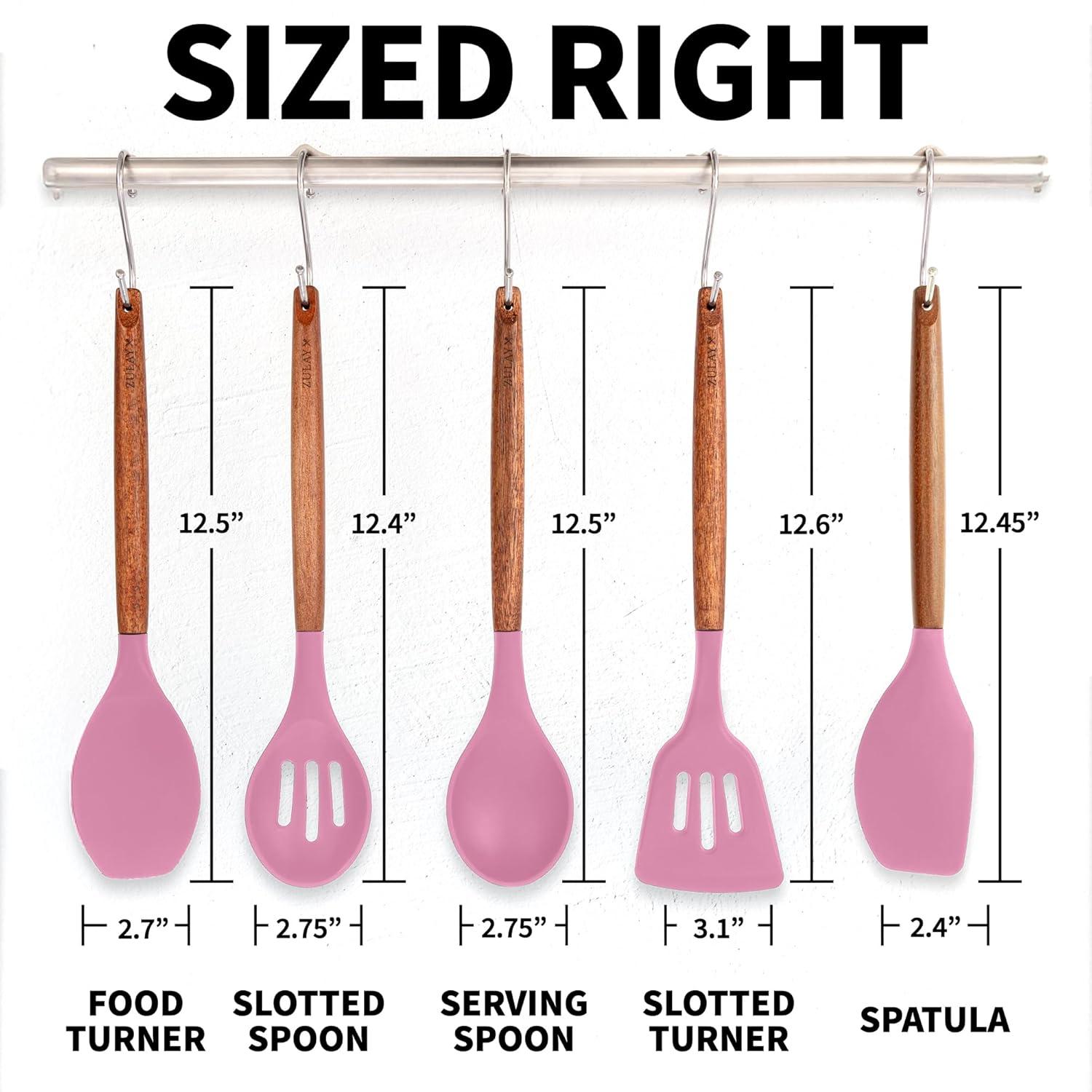 Zulay Kitchen Zulay Kitchen 5 Piece Silicone Utensils Set With Authentic Acacia Wood Handles - Dark Blue