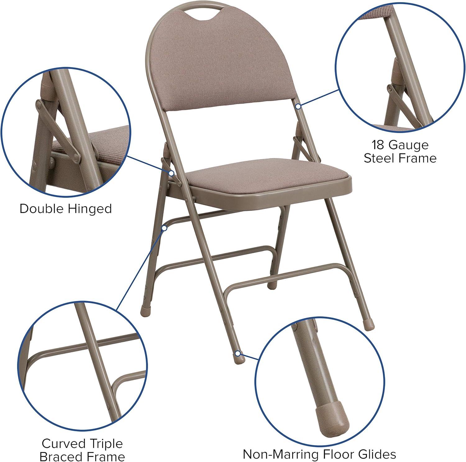 Flash Furniture 2 Pack HERCULES Series Ultra-Premium Triple Braced Navy Fabric Metal Folding Chair with Easy-Carry Handle