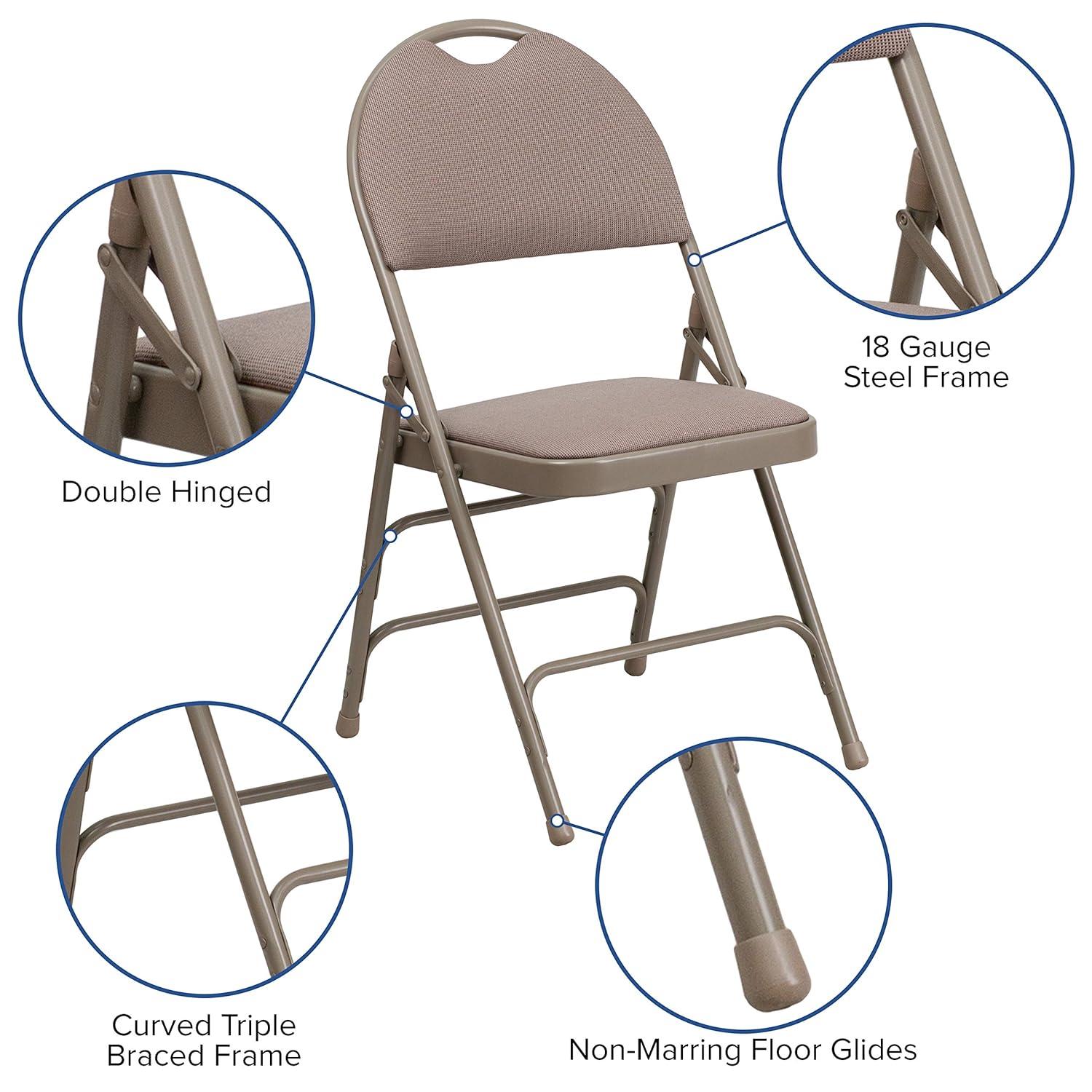 Flash Furniture 2 Pack HERCULES Series Ultra-Premium Triple Braced Navy Fabric Metal Folding Chair with Easy-Carry Handle
