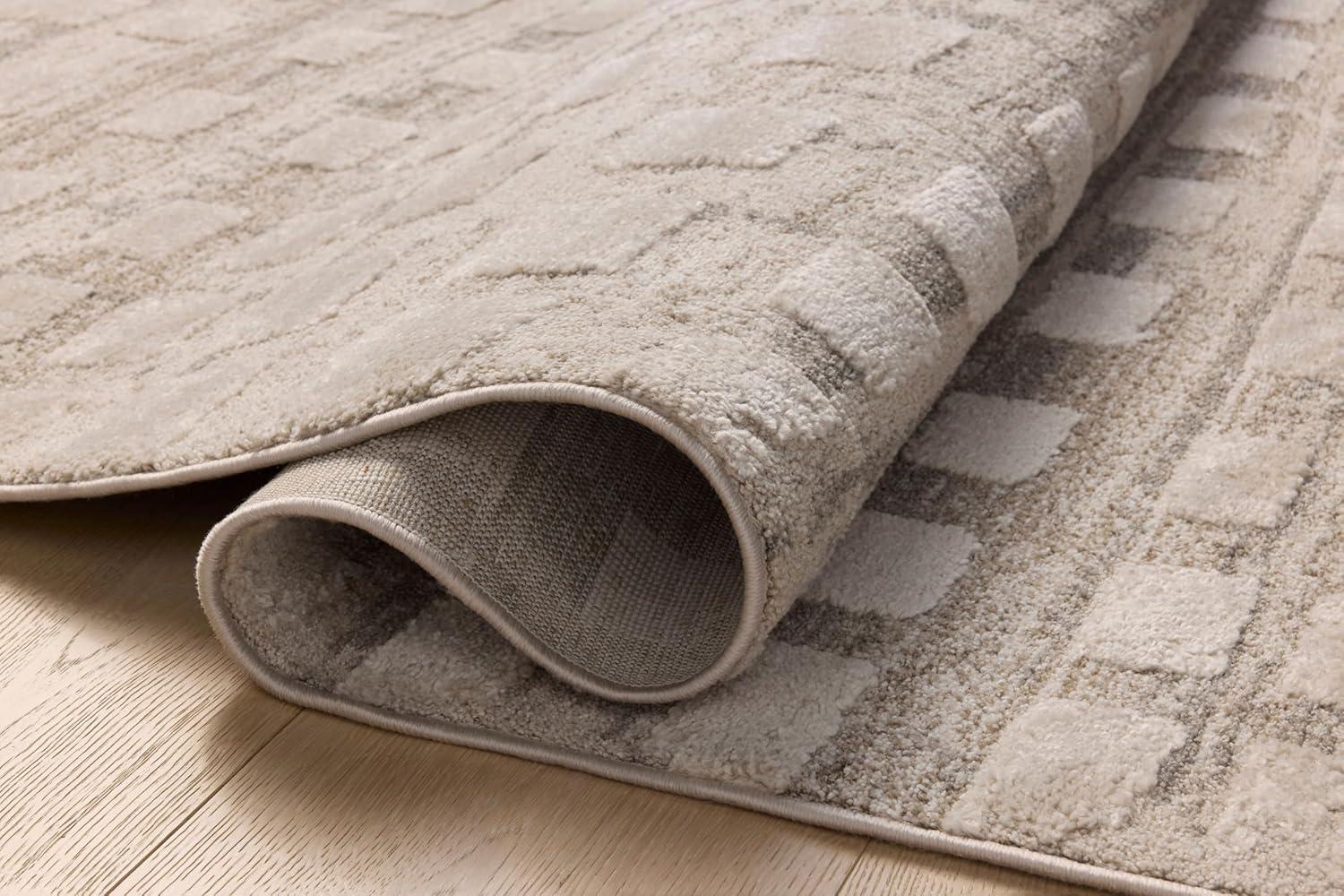 Pebble Beige High Pile Polyester Moroccan Area Rug