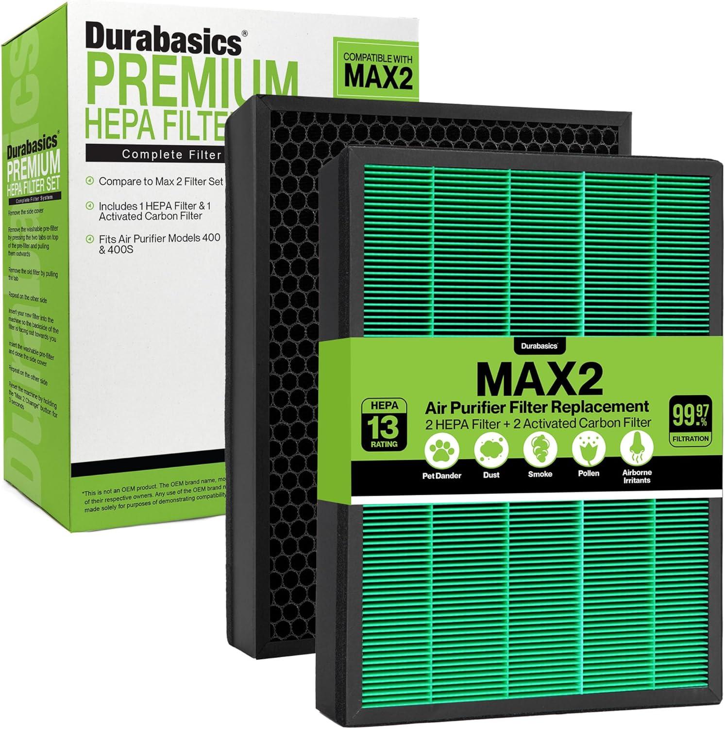 Coway Replacement Max2 Filter Set for Airmega 400 Series: True HEPA, Captures Smoke & Dust, Compatible with Coway Purifiers