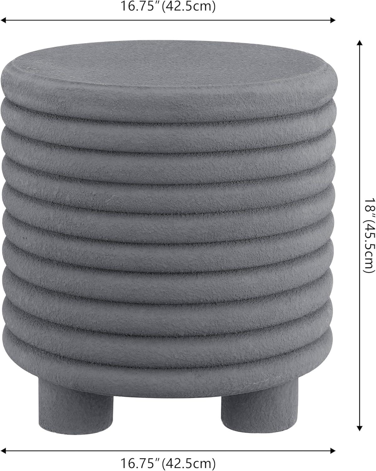 Evans 18" Minimalist Modern 3-Legged Drum Accent Table, Gray Frosted - JONATHAN Y