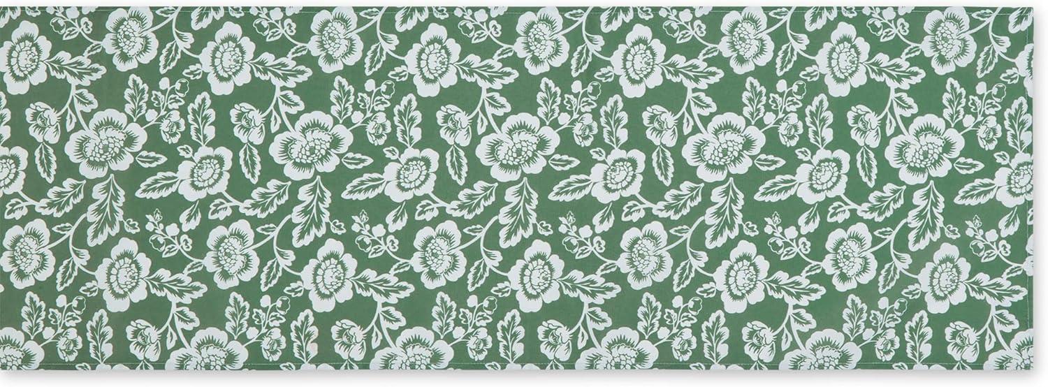 Artichoke Green Floral Polyester Table Runner 14x72