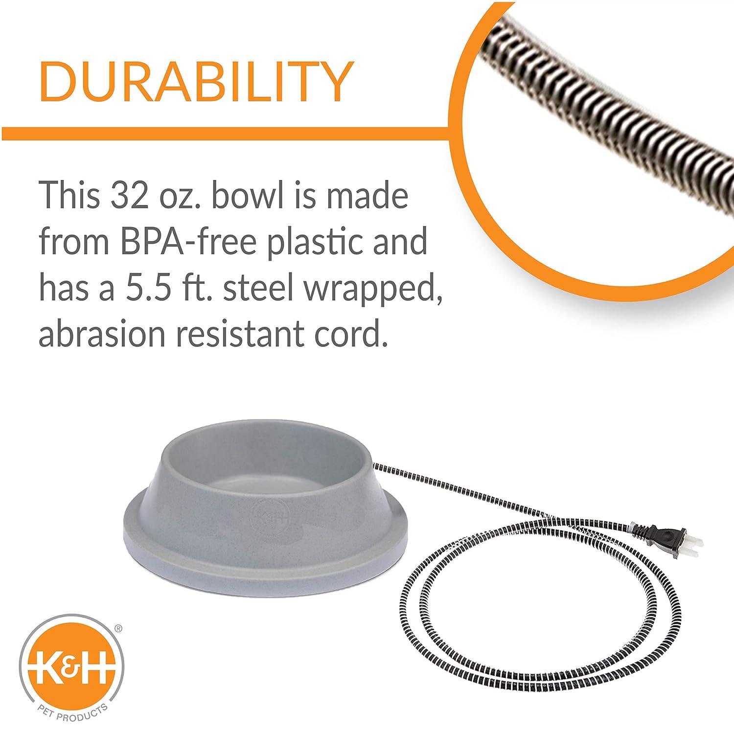 K&H Pet Products Thermal-Bowl 32oz. Slate Gray 12W