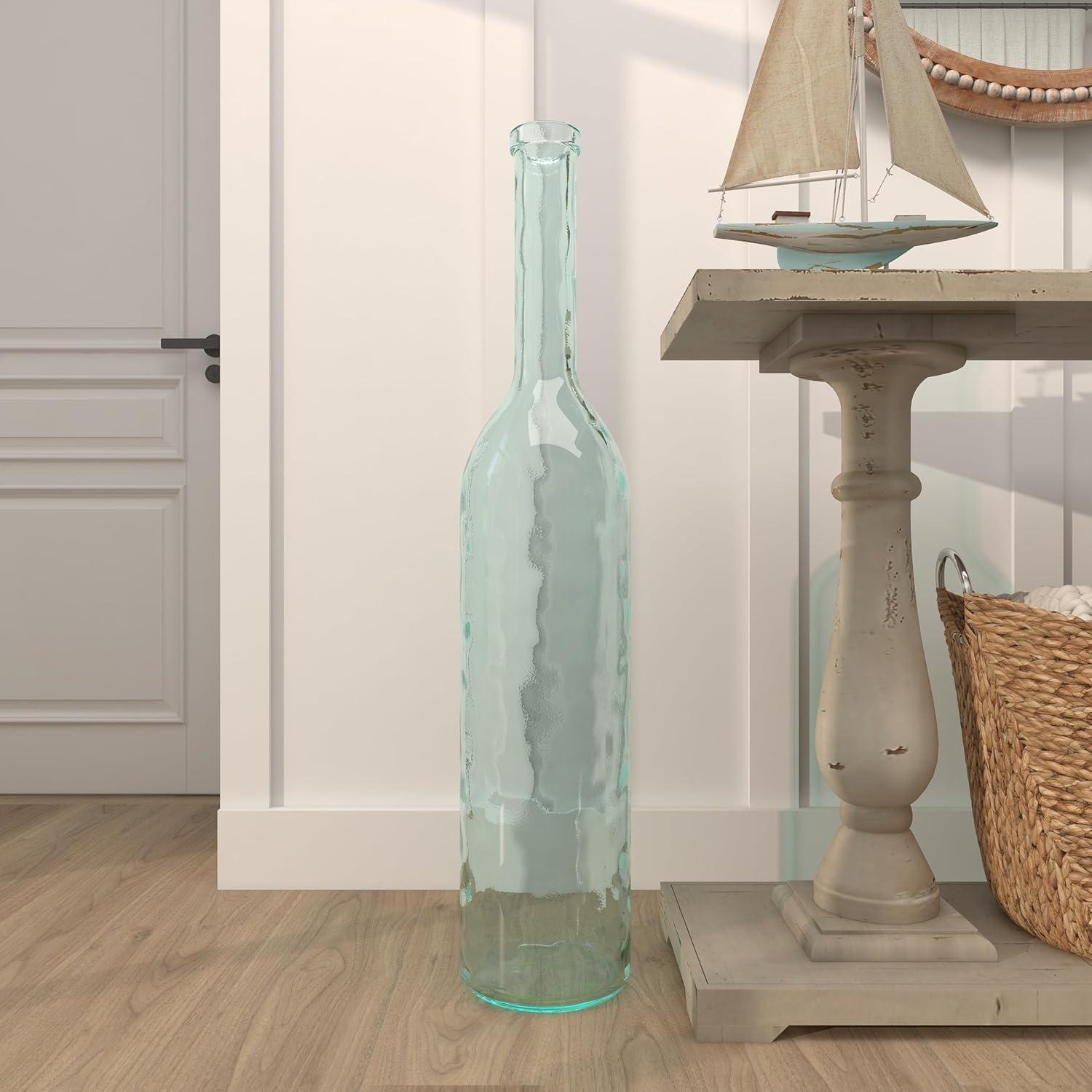 Highland Dunes Recycled Glass Handmade Spanish Decorative Blue Vase