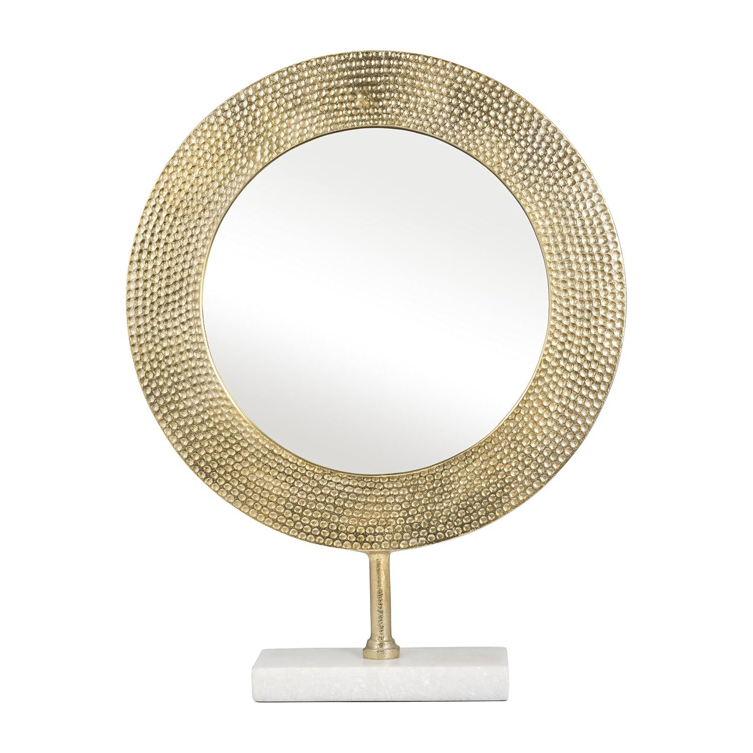 Sagebrook Home Metal 21" Hammered Mirror On Stand, Gold