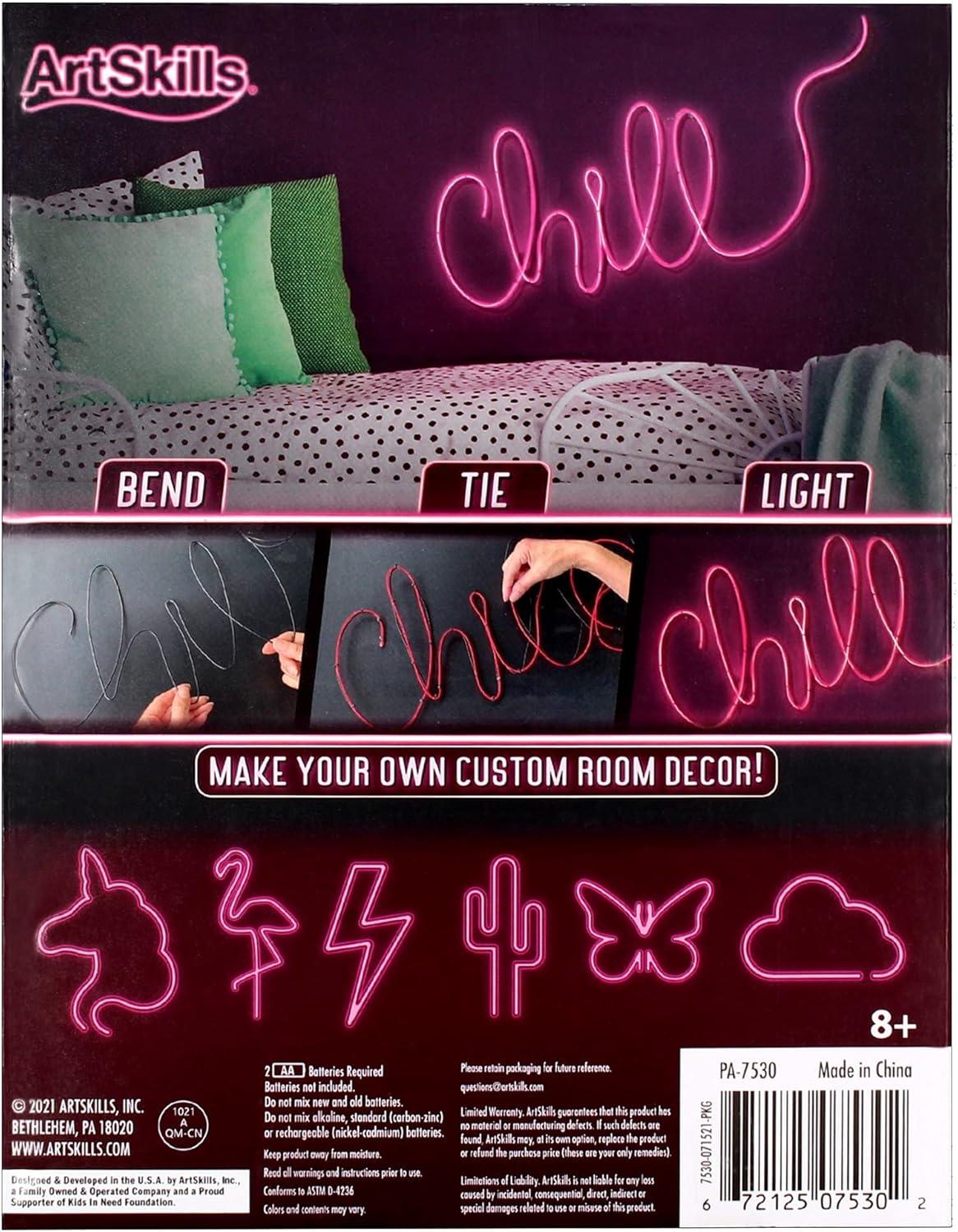 ArtSkills Make Your Own Neon Sign Kit, Pink Neon Lights for Bedroom Décor, Wall Décor, LED Flexible Light Strip for Custom Neon Signs