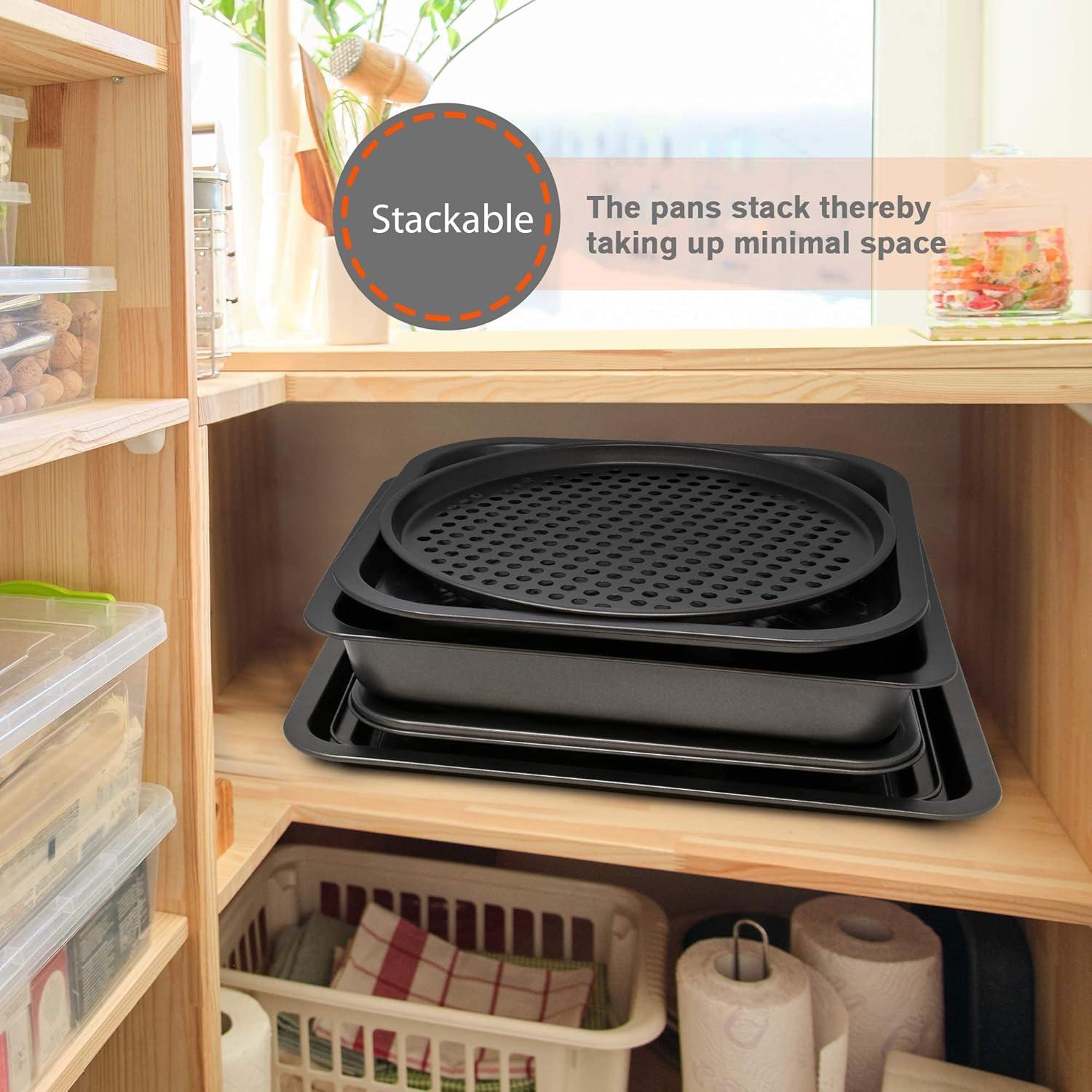 Perlli 10-Piece Baking Pan Set Stackable Non-Stick Carbon Steel Bakeware