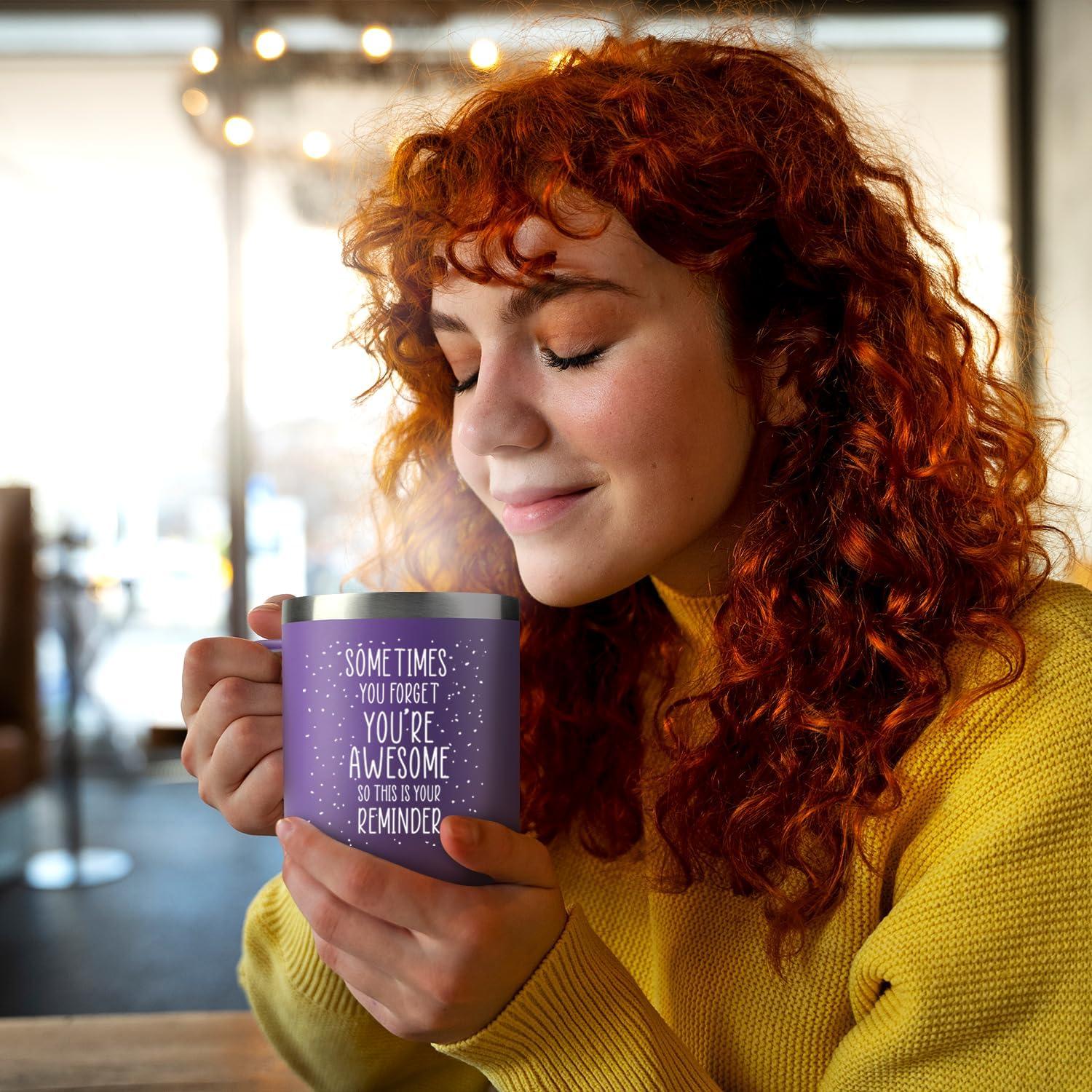 Purple Stainless Steel Insulated Mug with Inspirational Quote