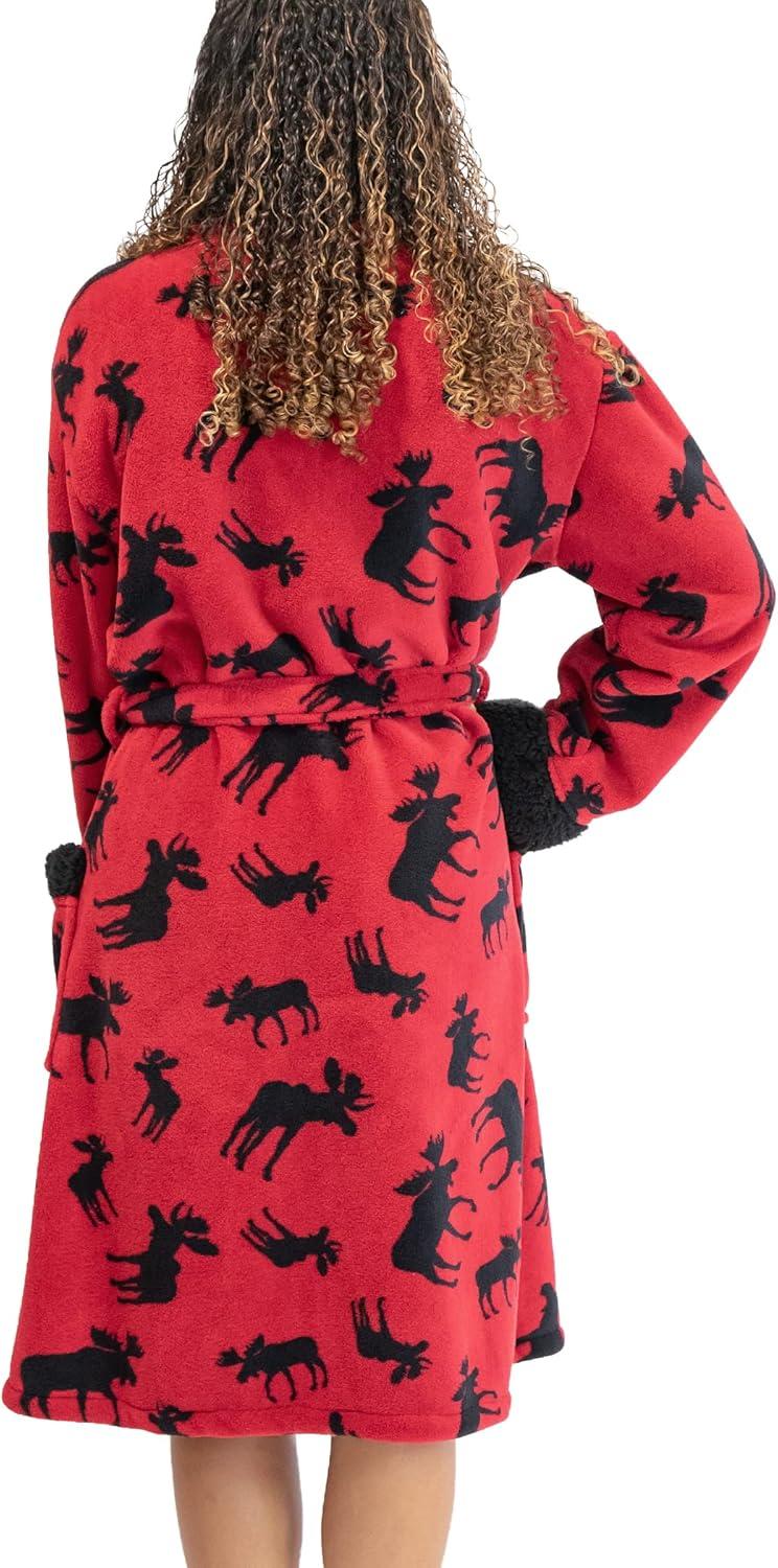 Classic Moose Lazy One Ultra-Cozy Bathrobes for Women, Animal, Cabin (S/m)