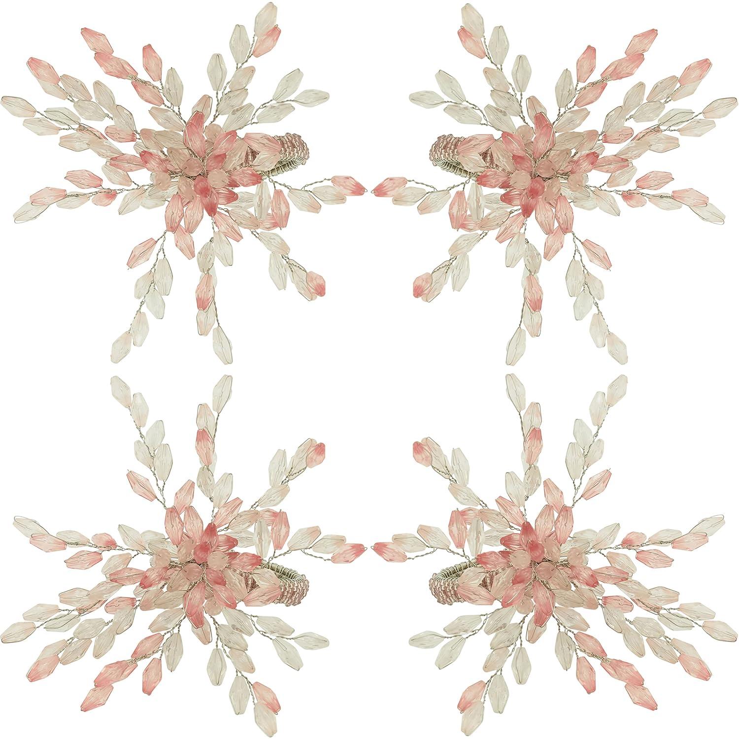 Saro Beaded Flower Napkin Ring (Set of 4)