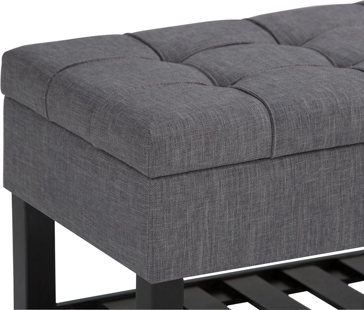 Simpli Home Saxon 43"W Tufted Transitional Storage Ottoman Bench with with Lift-Top Lid