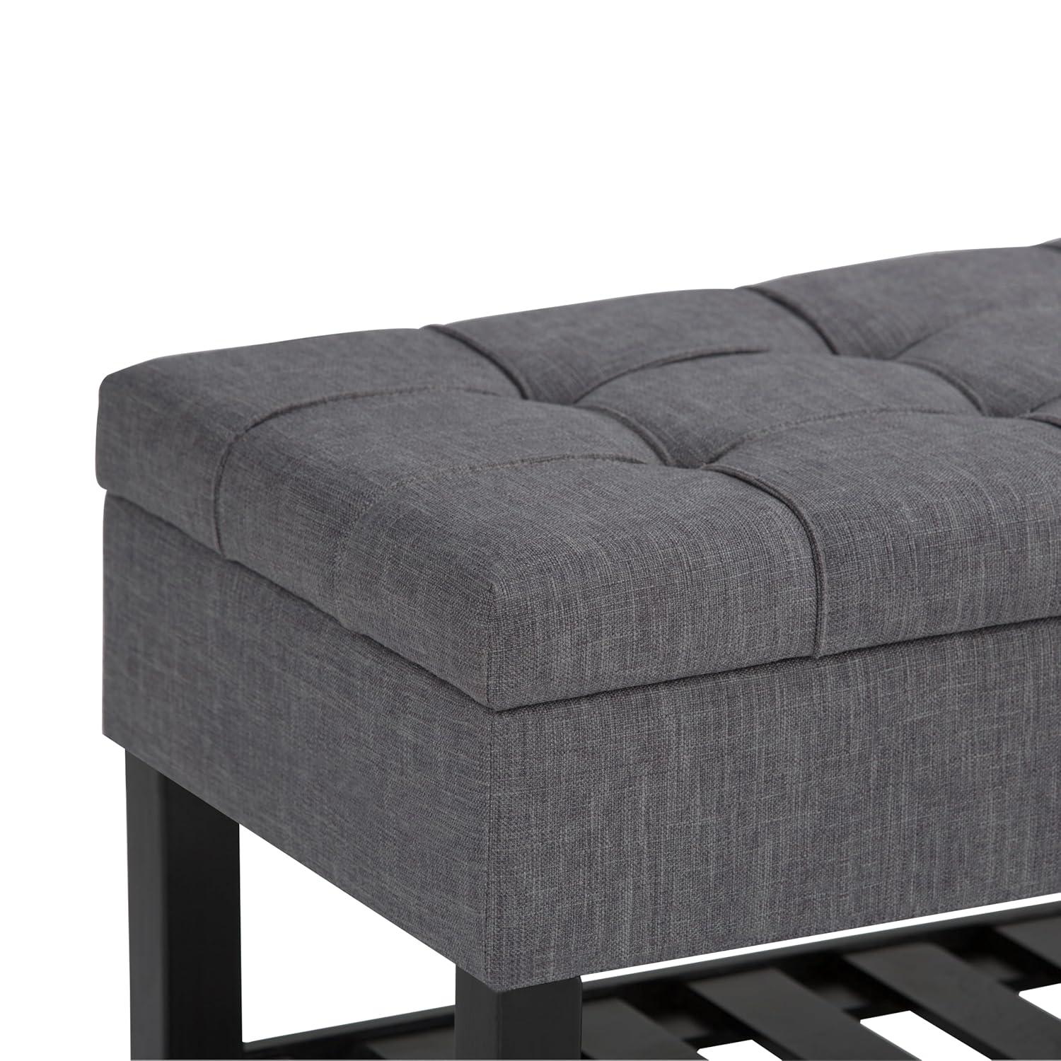 Simpli Home Saxon 43"W Tufted Transitional Storage Ottoman Bench with with Lift-Top Lid
