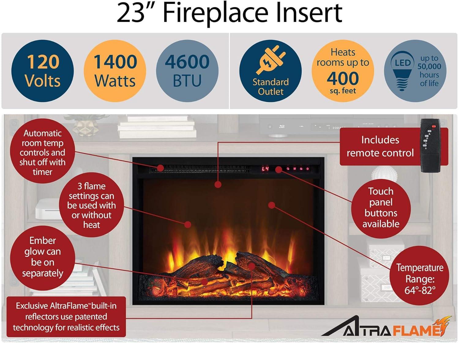 Ameriwood Home Mateo Electric Fireplace with Mantel and Touchscreen Display