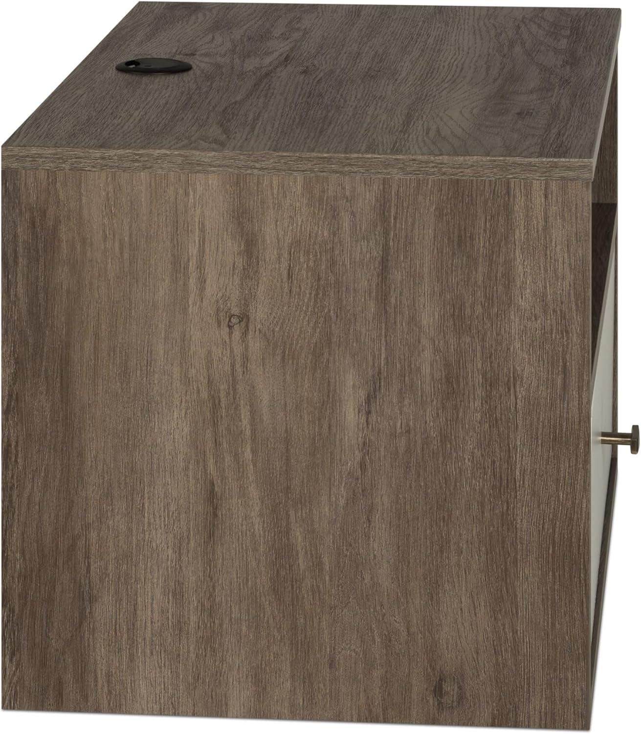 Prepac Floating Nightstand With Open Shelf, Drifted Gray and White
