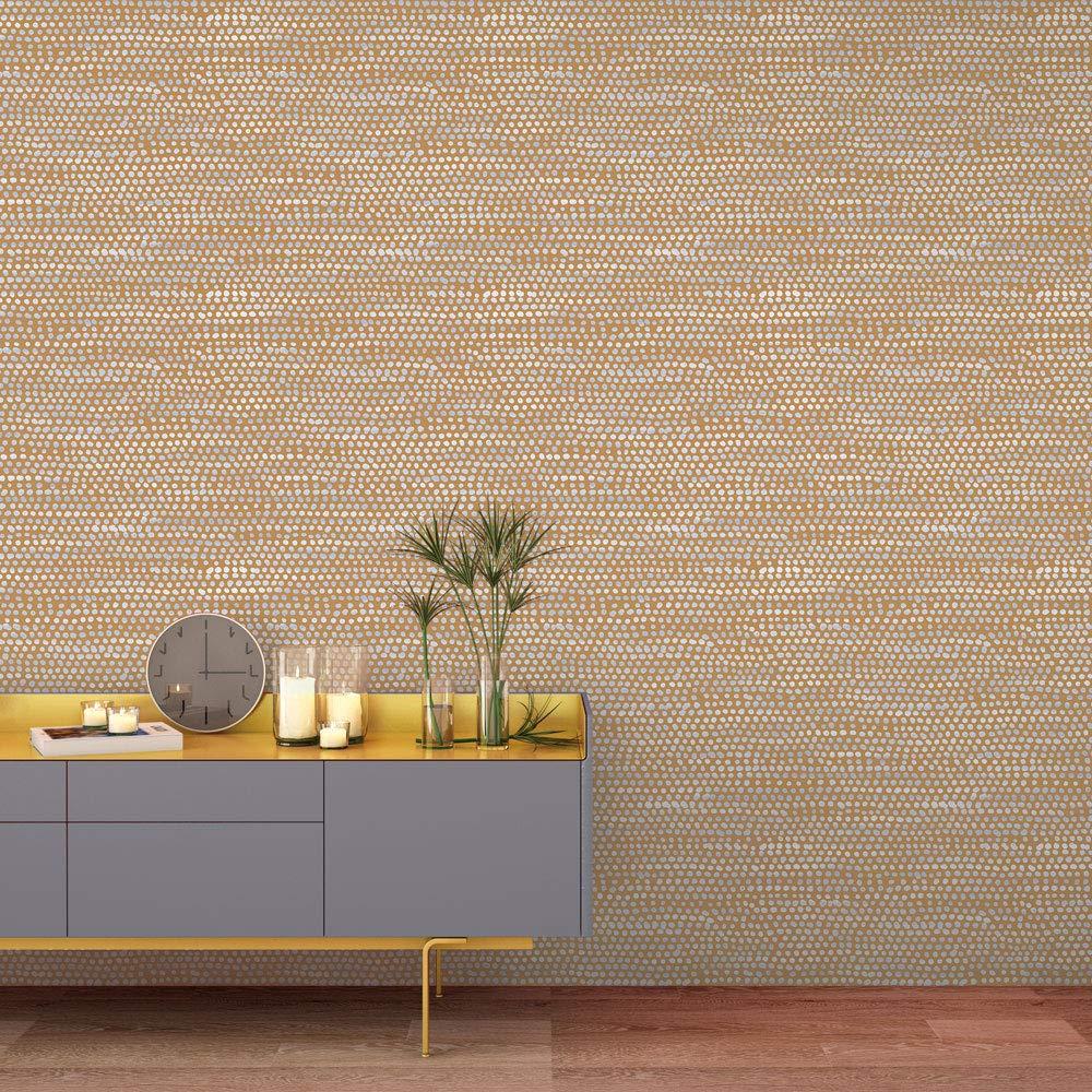 Tempaper & Co. Moire Dots Removable Peel and Stick Wallpaper, Toasted Turmeric Dots, 28 sq. ft.: Vinyl, Self-Adhesive, Modern Decor