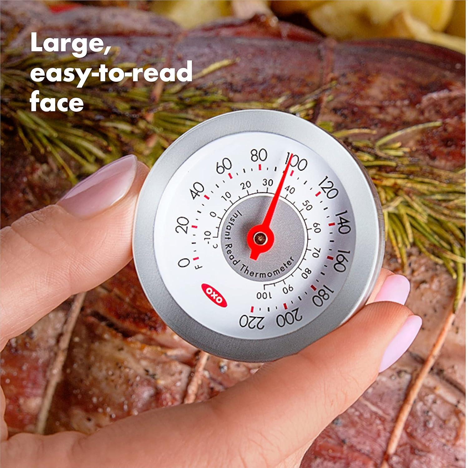 Silver Stainless Steel Instant Read Meat Thermometer