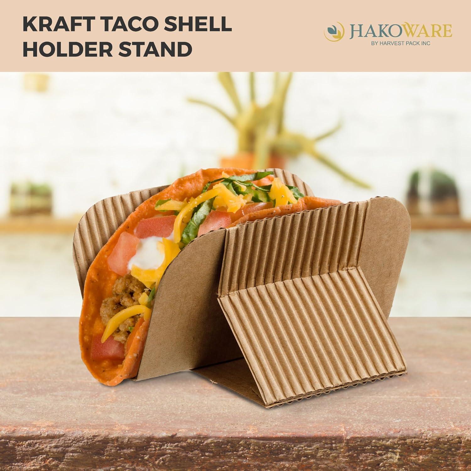 Hakoware Disposable Kraft Paper Taco Holder Stand Serving Rack 200 Count