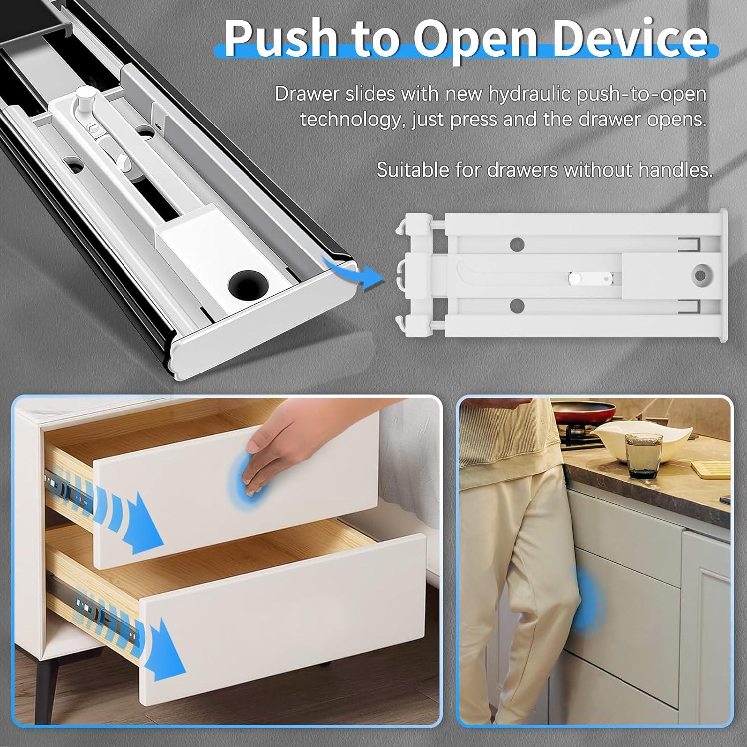 1 Pair Soft Close Stainless Steel Full Extension Drawer Hardware Slides 100 lb Load Capacity Side Mount Ball Bearing Self Close Kitchen Cabinet Rails Dresser Runners(Sliver,14 inch)