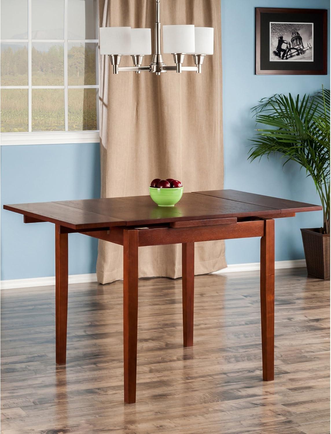 Pulman Extendable Dining Table Wood/Walnut - Winsome: Solid Beechwood, Mid-Century Modern, Seats 4