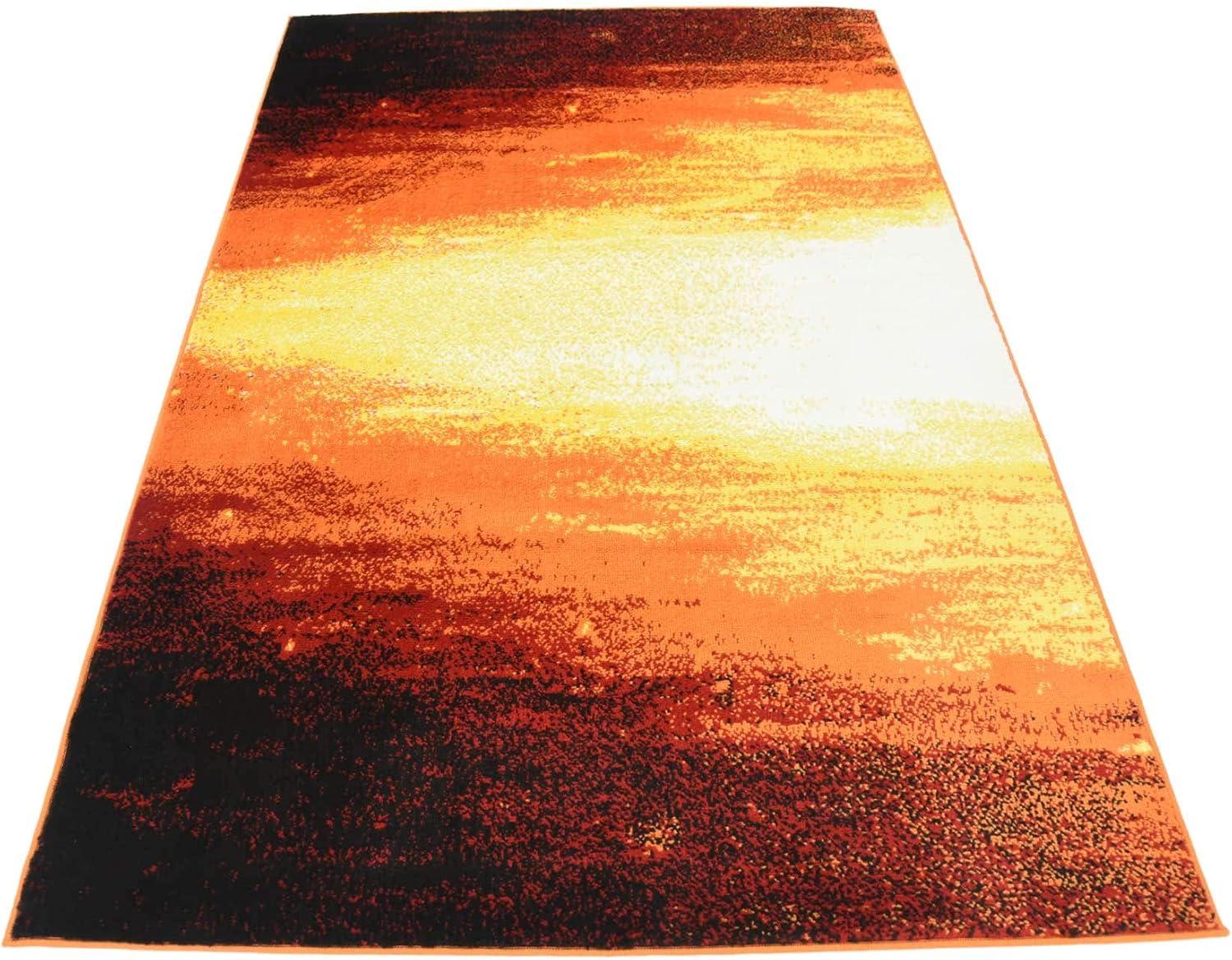 Unique Loom Metro Collection Area Rug - Sunlight (4' x 6' Rectangle Orange/Black)