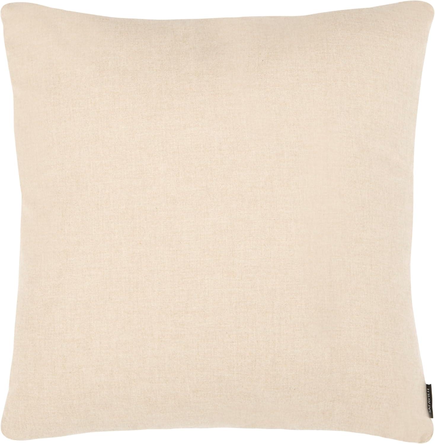 Beige and Blue Embroidered Cotton Floral Pillow, 20" x 20"