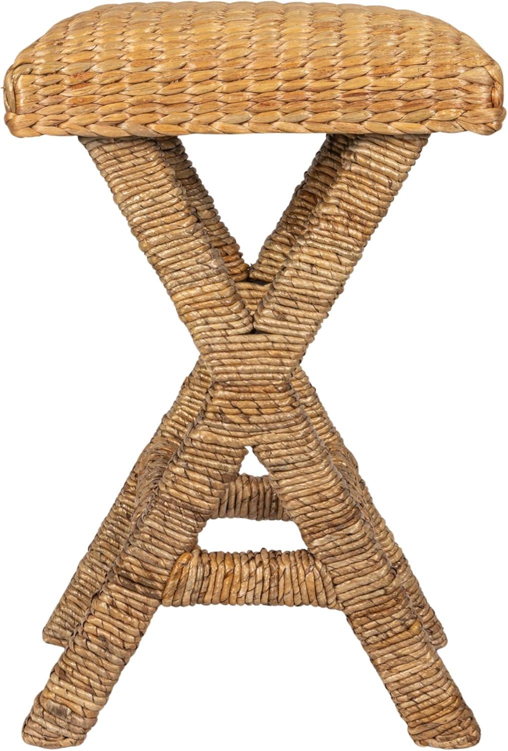 Natural Woven Water Hyacinth Backless Bar Stool