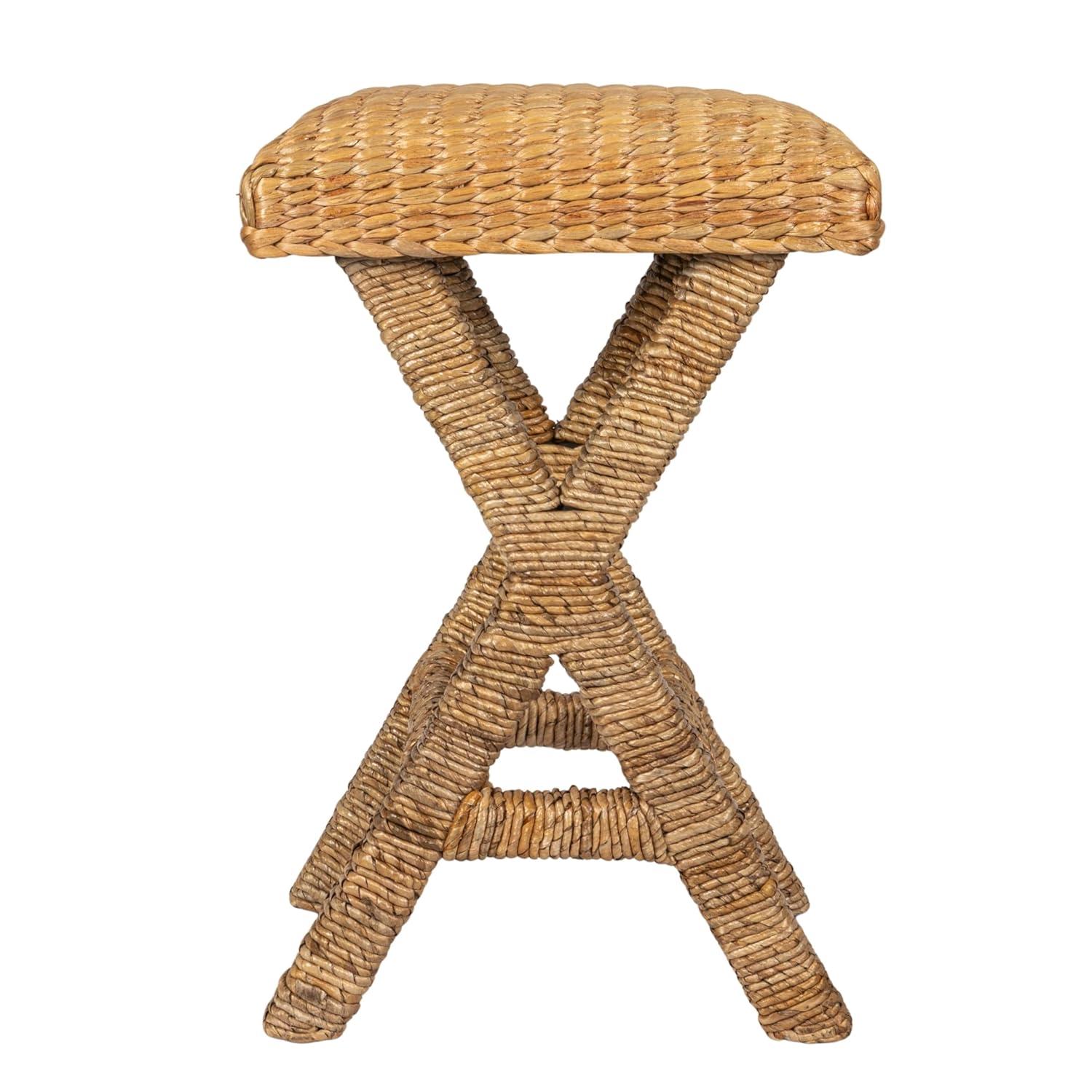 Natural Woven Water Hyacinth Backless Bar Stool