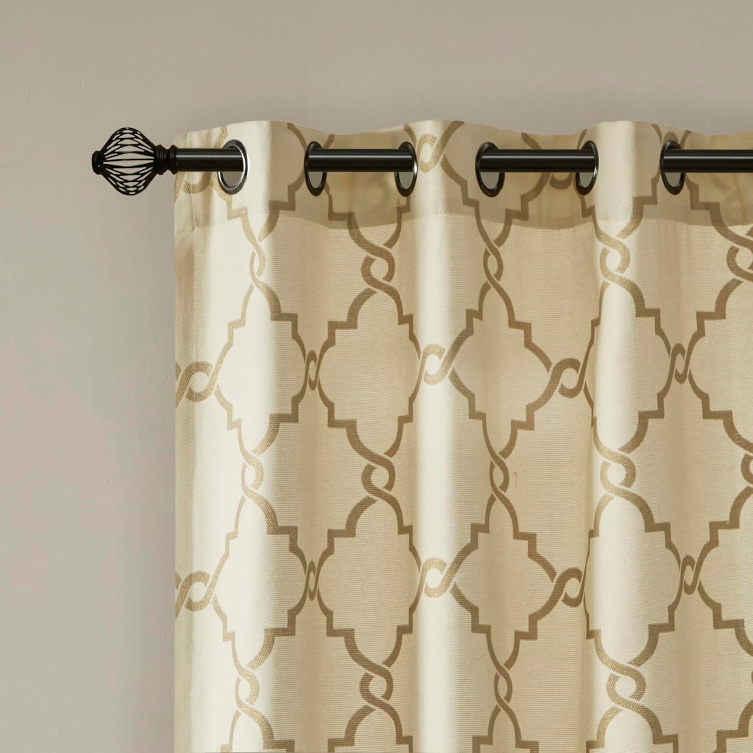 Madison Park Fretwork Print Grommet Top Single Window Curtain Panel
