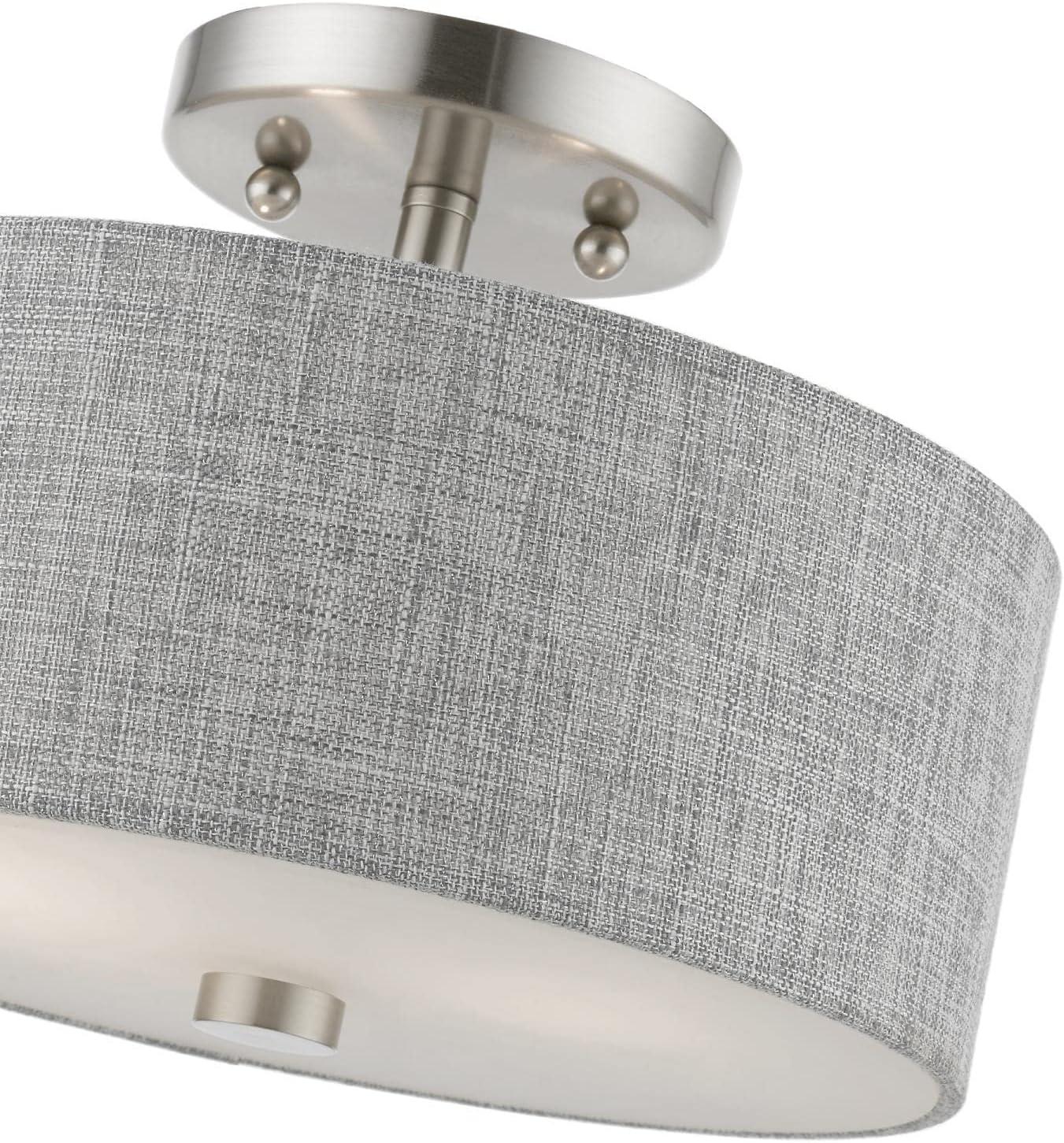 Livex Lighting Dakota 2 - Light Semi-Flush Mount in  Brushed Nickel/Shiny White