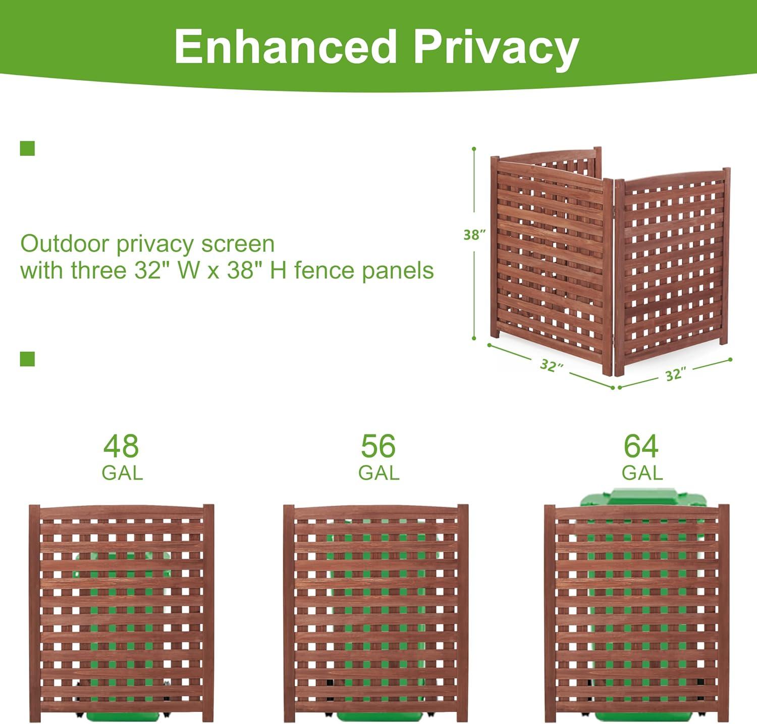 3-Panel Outdoor Air Conditioner Fence Screen, Outside Wood Privacy Fence, 32" W x 38" H