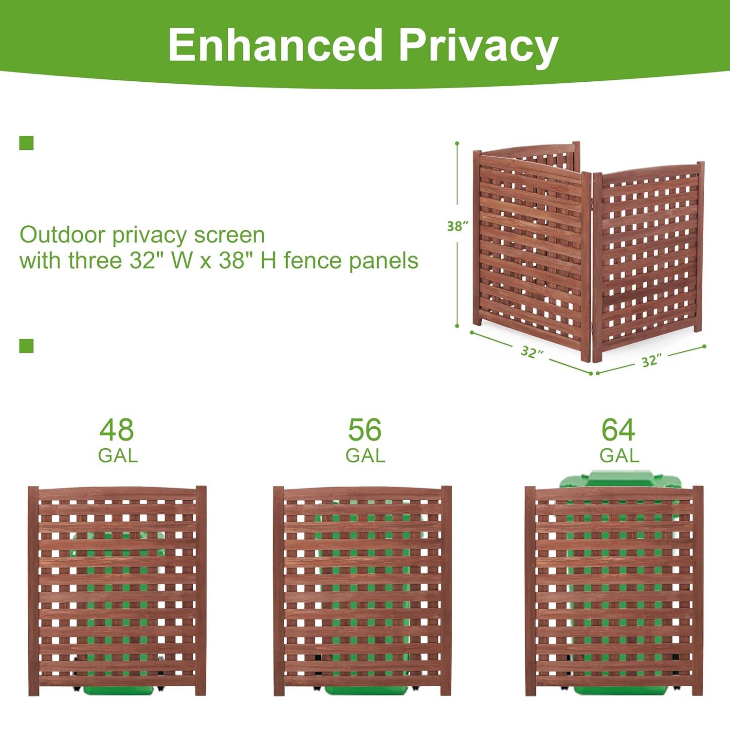 3-Panel Outdoor Air Conditioner Fence Screen, Outside Wood Privacy Fence, 32" W x 38" H