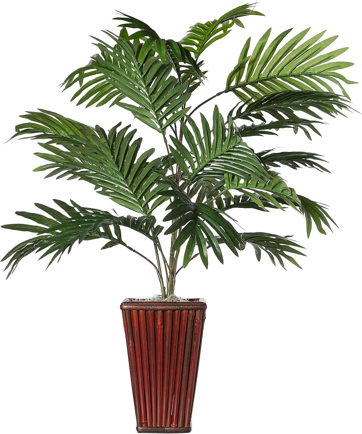 Nearly Natural Areca Palm with Bamboo Vase Silk Plant