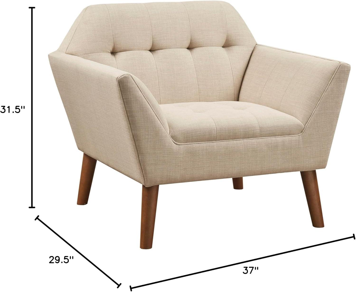 Newport Lounge Chair Beige - Ink+Ivy: Polyester Upholstered, Wood Legs, Foam Cushion, Spot Clean