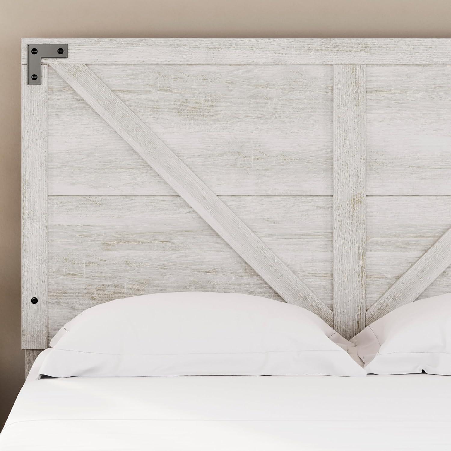 Queen Shawburn Panel Headboard White/Dark Gray - Signature Design by Ashley: Crossbuck Detail, Wood Frame Mounted