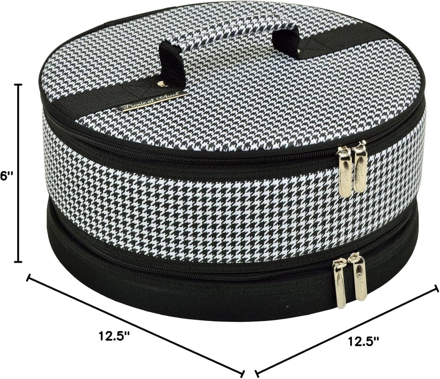 Picnic at Ascot Pie and Cake Carrier 12" Diameter - Houndstooth
