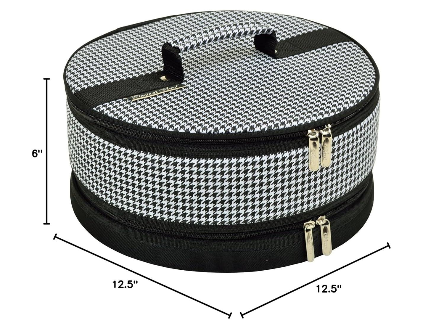 Picnic at Ascot Pie and Cake Carrier 12" Diameter - Houndstooth
