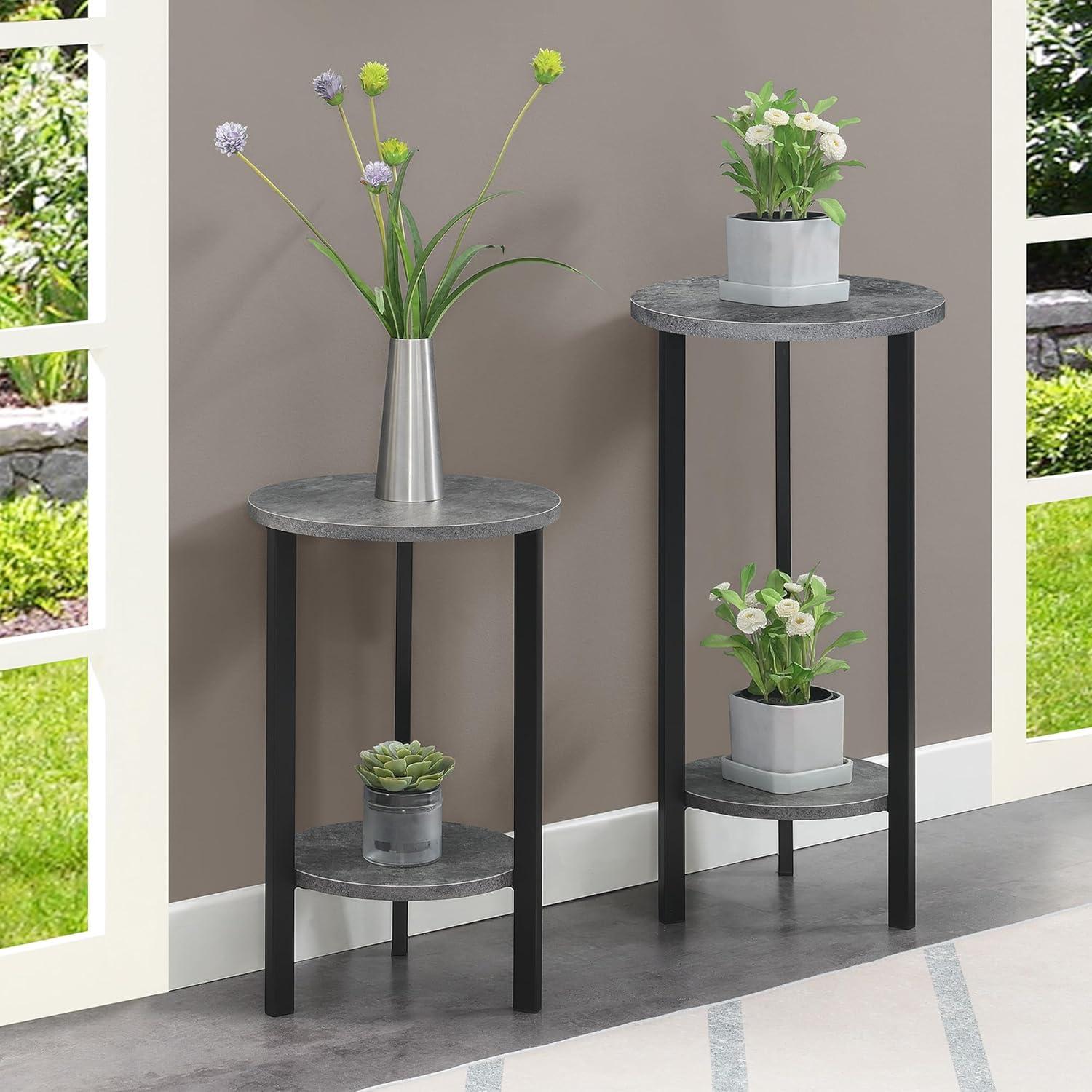 Convenience Concepts Graystone 31-inch 2 Tier Plant Stand, Black/Black