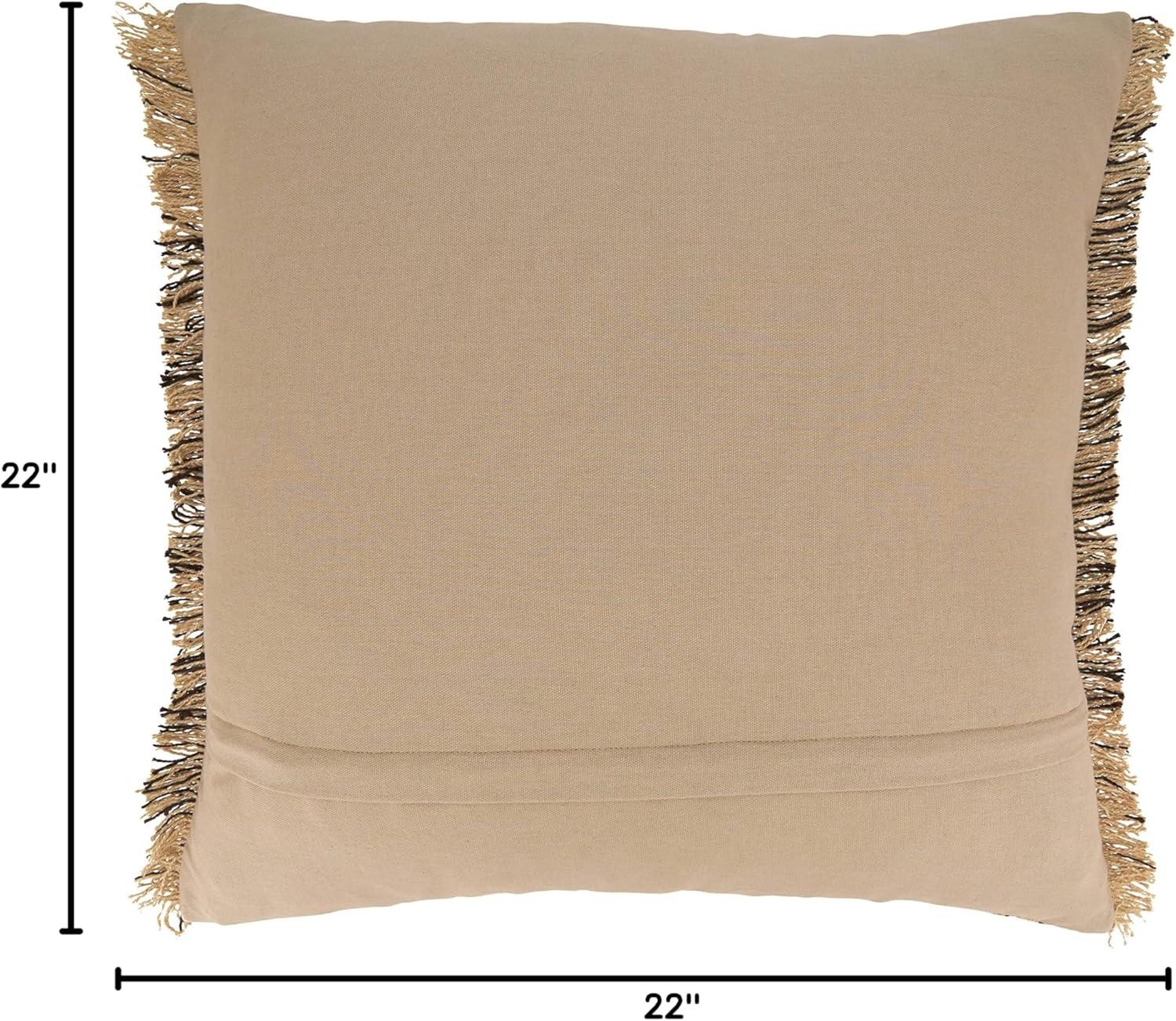 22"x22" Cotton Kantha Stitch Square Pillow Cover with Fringe: Saro Lifestyle