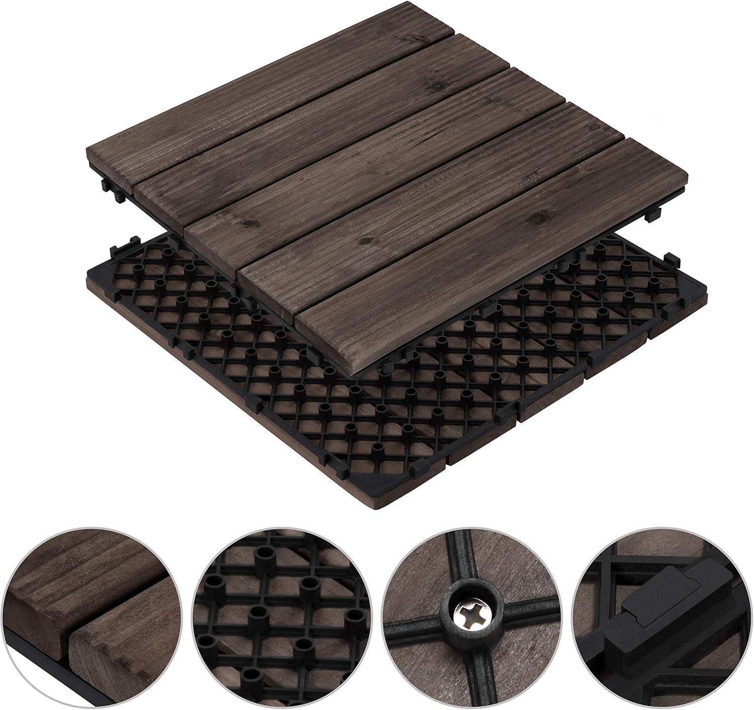 Yaheetech  27pcs 12"x12" Tiles for Patio Garden for  Indoor & Outdoor Black