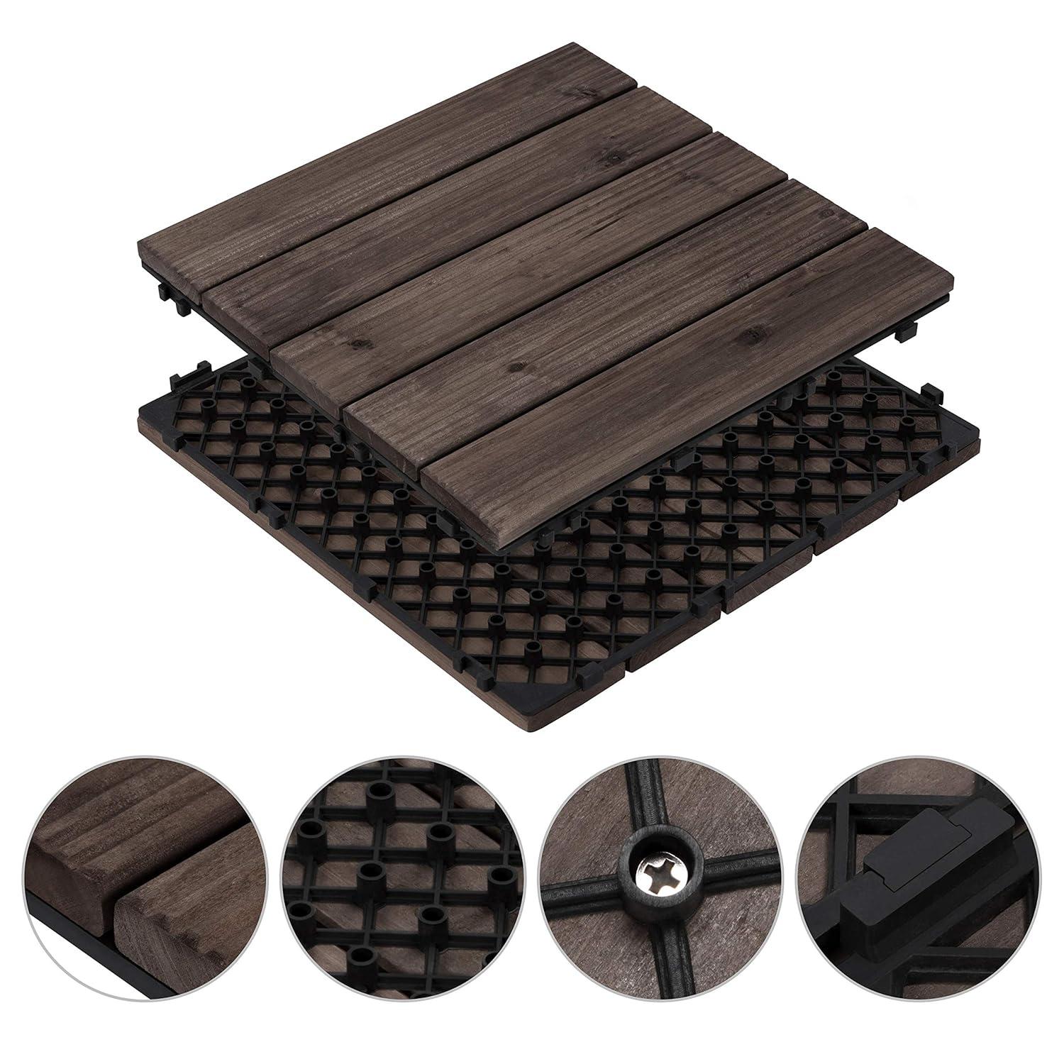 Yaheetech  27pcs 12"x12" Tiles for Patio Garden for  Indoor & Outdoor Black
