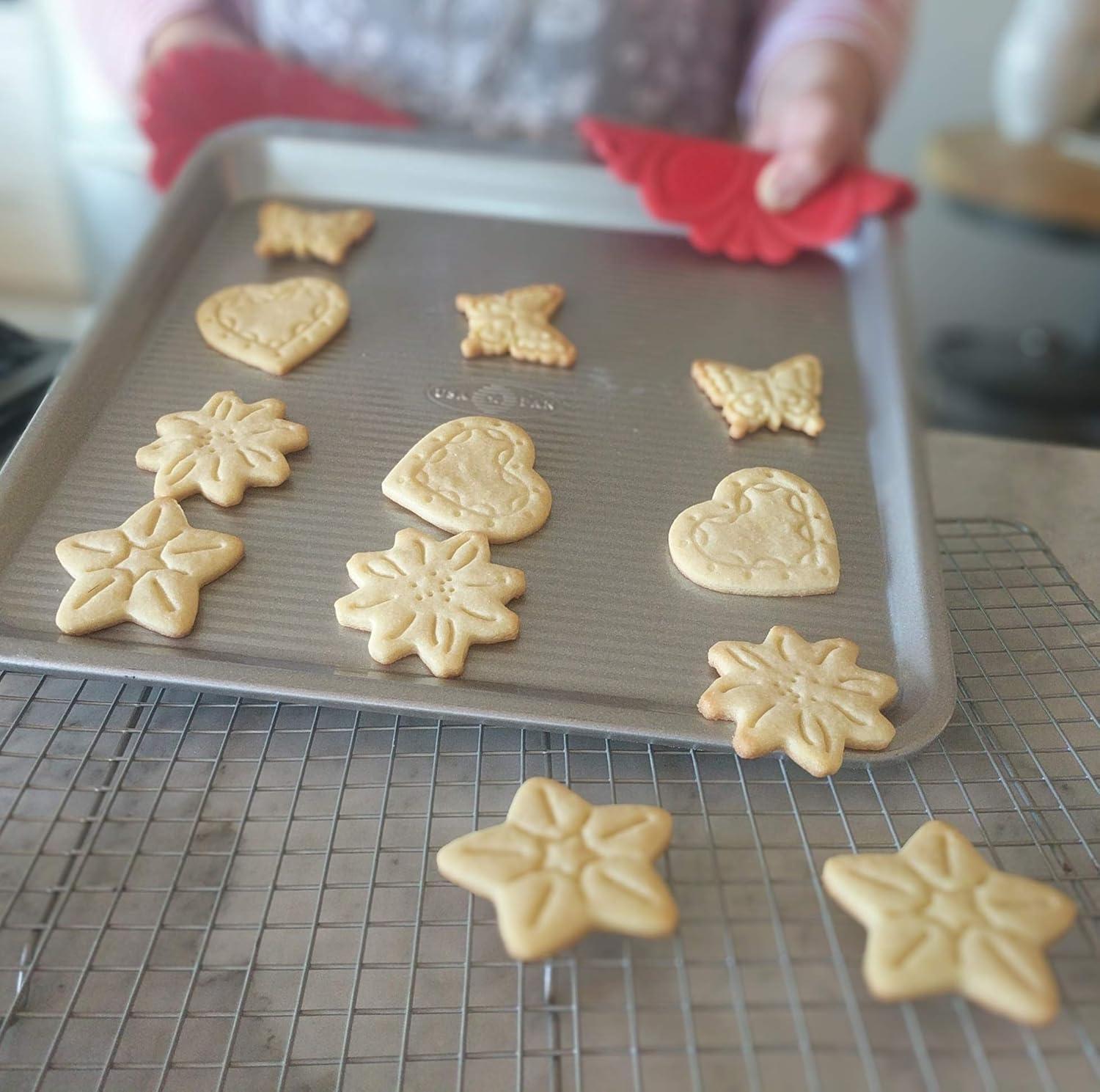 White Plastic Heart-Shaped Cookie Stamp and Cutter Set