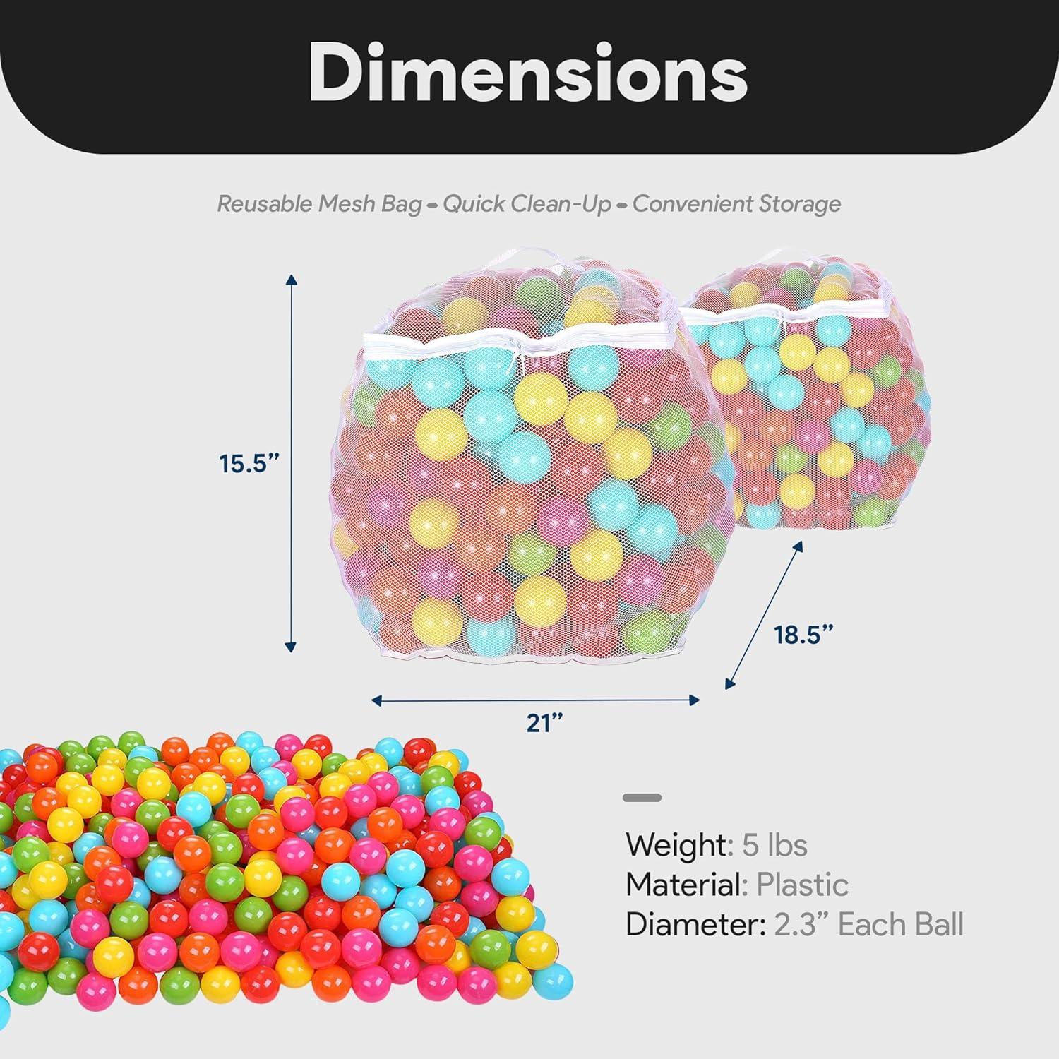 BalanceFrom Fitness 2.3" 400 Crush Proof Play Pit Balls with Mesh Storage Bag for Playpens, Bounce Houses, and Kiddie Pools, Multicolor (2 Pack)