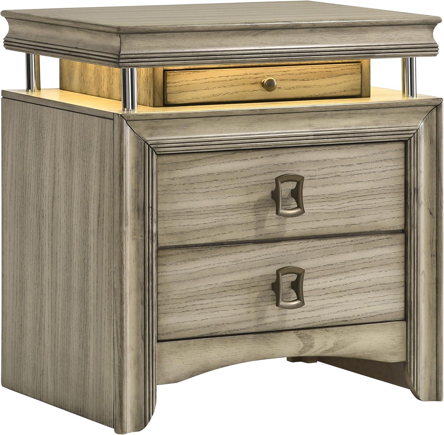 Coaster Home Furnishings Giselle 3-Drawer Nightstand Bedside Table with LED Rustic Beige