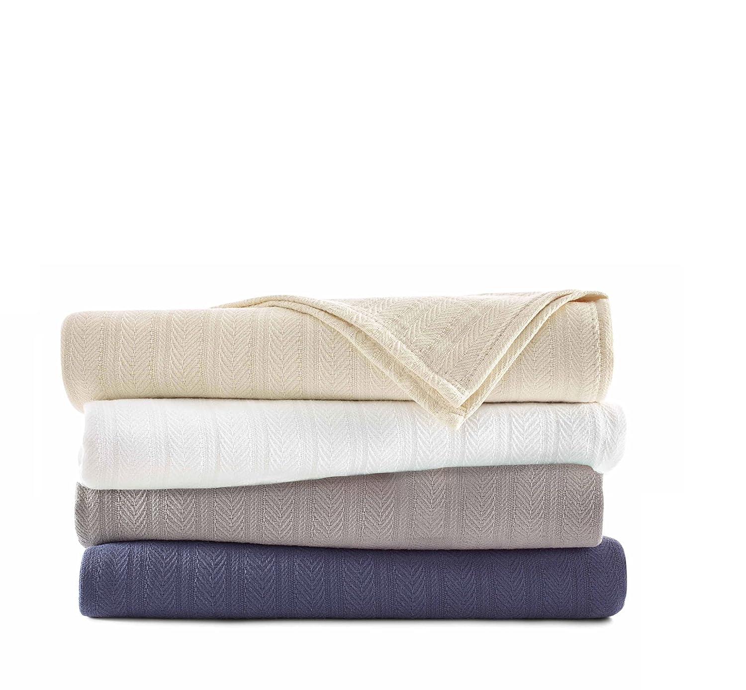 Vellux Vellux 100% Cotton Blanket - Soft, Breathable, Cozy & Lightweight Thermal Blanket  All-Season Blanket Perfect for Layering Bed, Couch & Sofa - Hotel Quality