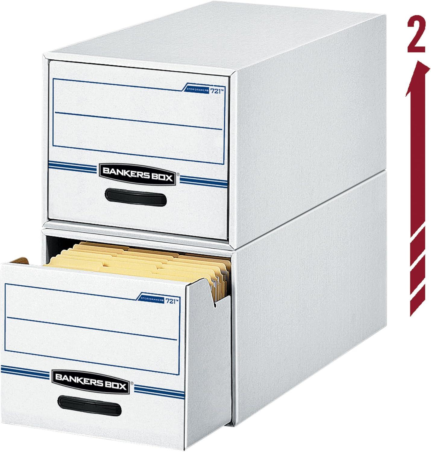 Bankers Box 00722 16.75 in. x 19.5 in. x 11.5 in. STOR/DRAWER Basic Space-Savings Storage Drawers for Legal Files - White/Blue (6/Carton)